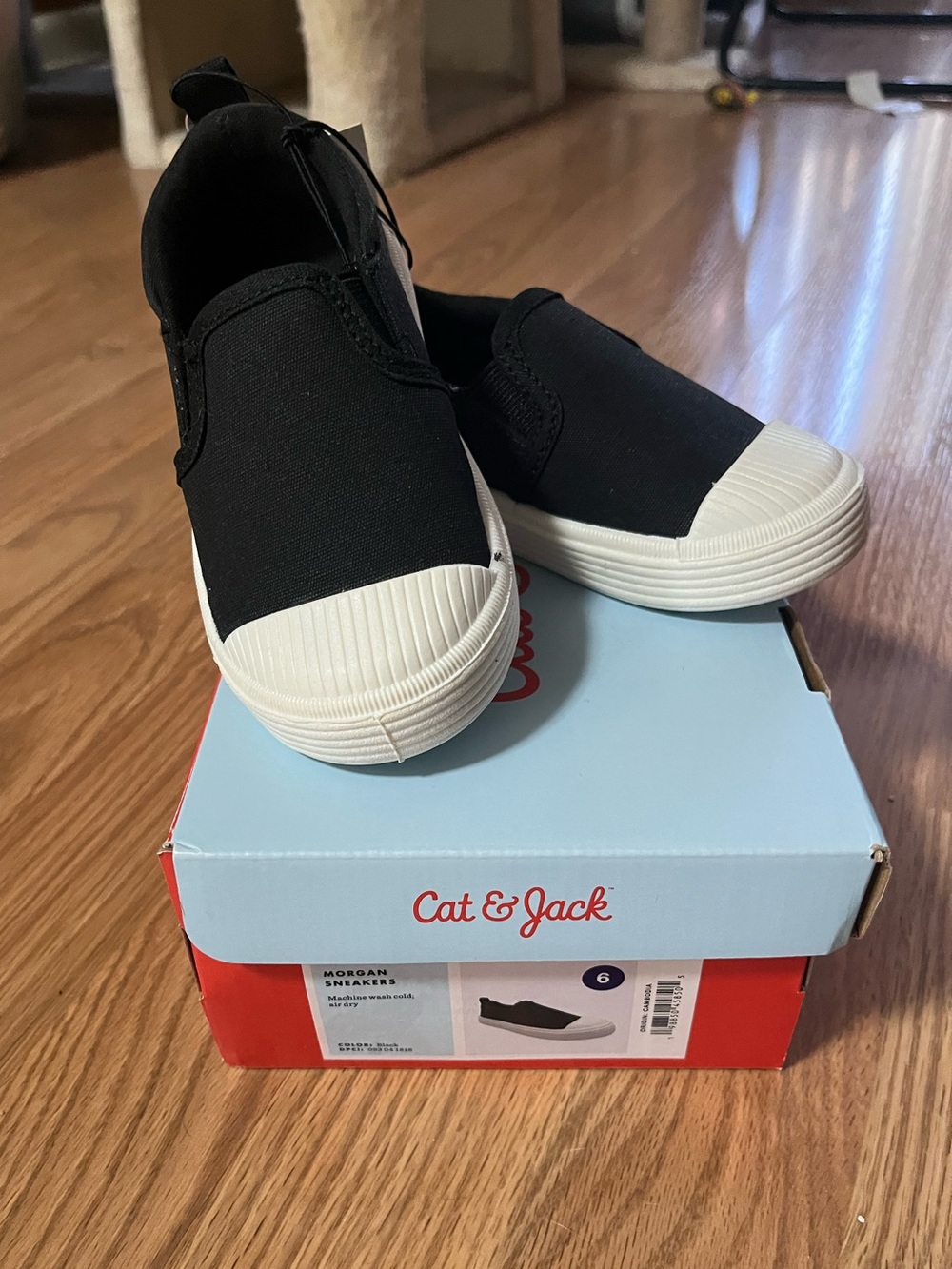 Cat & Jack Black Toddler Slip-On Sneakers with White Toe Cap